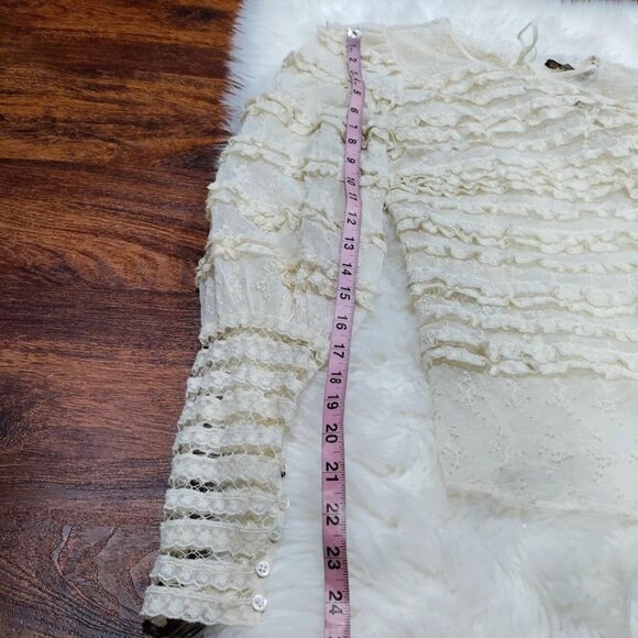 NWT BCBGMaxazria Gypsie Peasant Whimsy Goth Ruffle Tiered Prairie Top Ivory XS - Picture 11 of 13